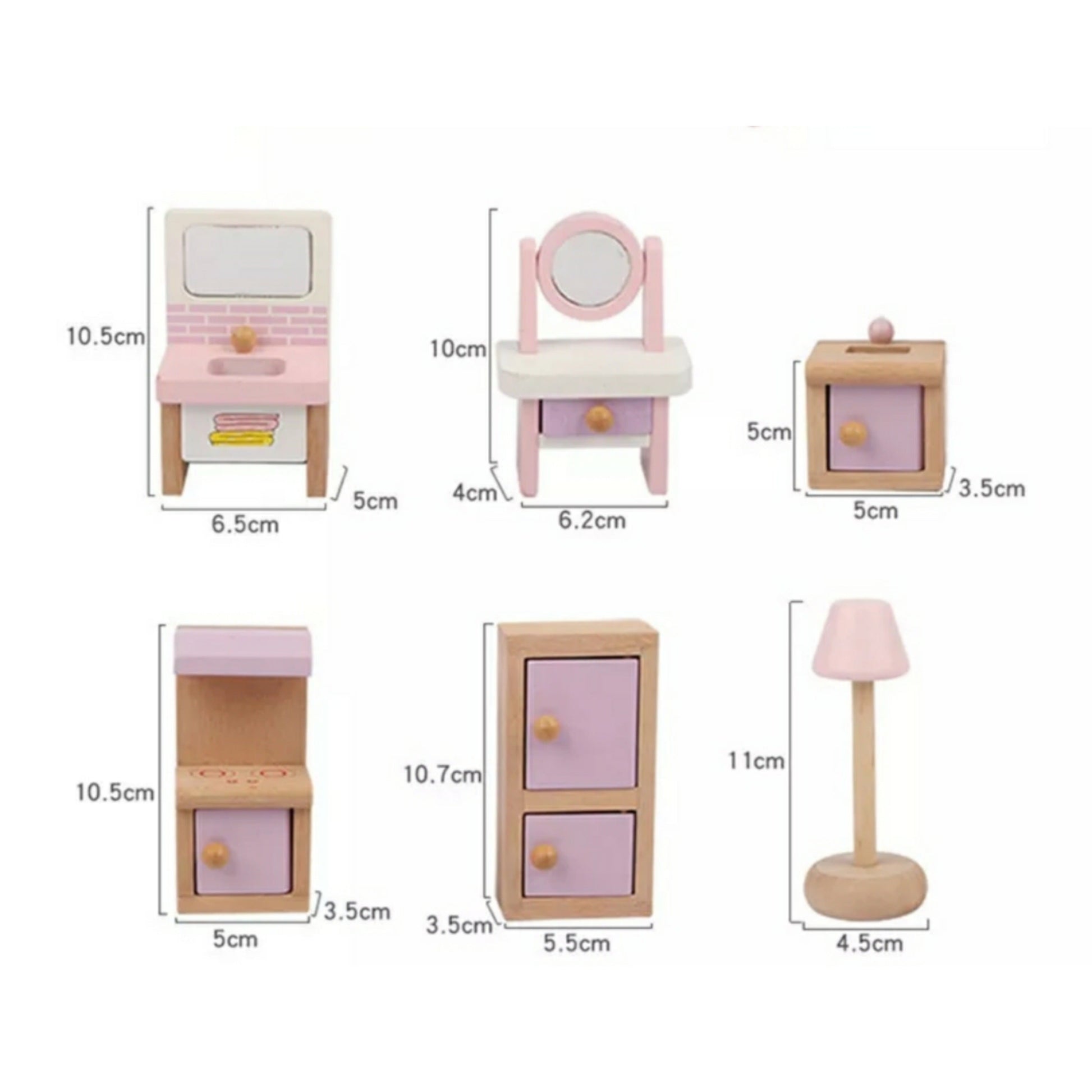 22 Piece Wooden Dollhouse Furniture