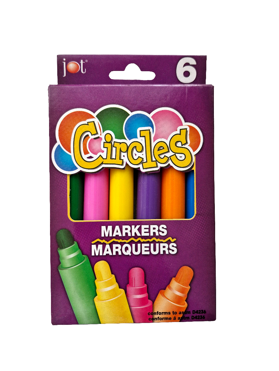 Novelty Circles Markers: Set of 6