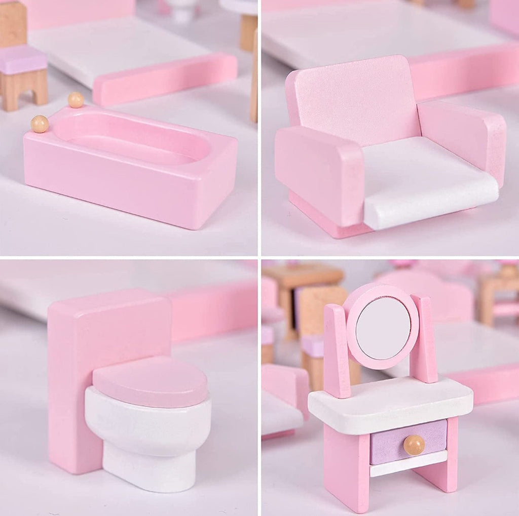 22 Piece Wooden Dollhouse Furniture