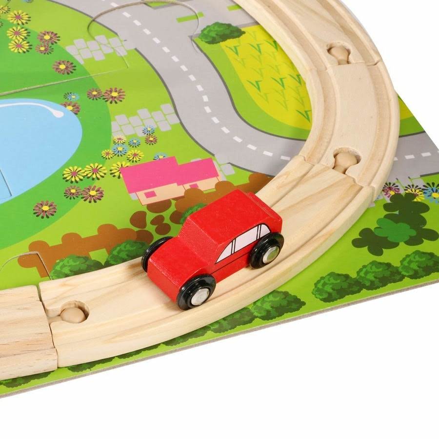 Wooden Car Track Set: 40 Piece