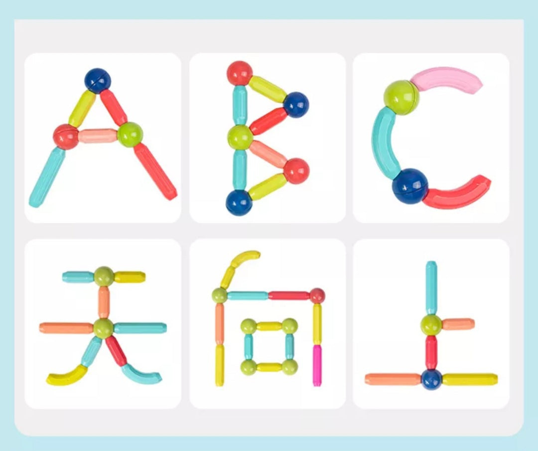 Magnetic Building Sticks: 64 Pcs