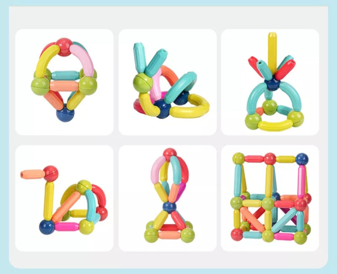 Magnetic Building Sticks: 64 Pcs