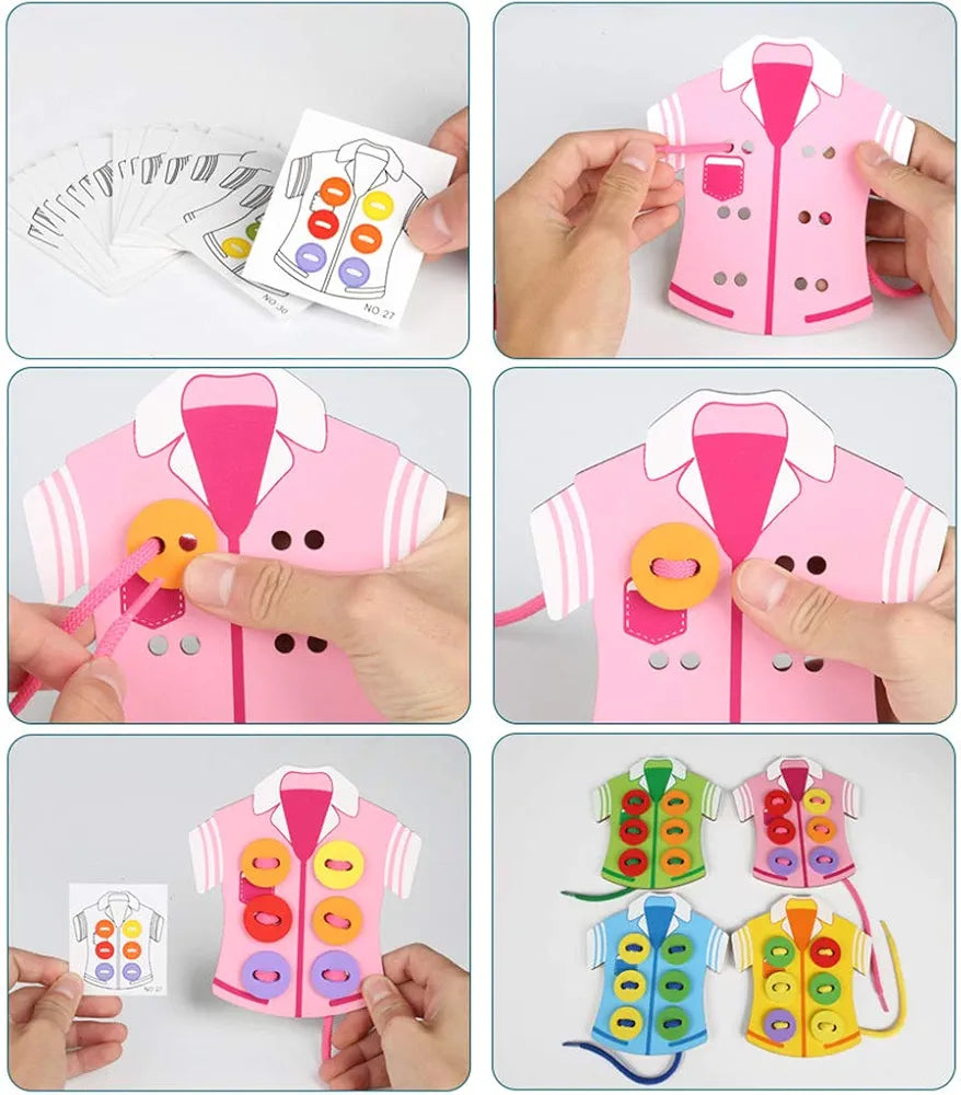 Wooden Button Threading Activity Set