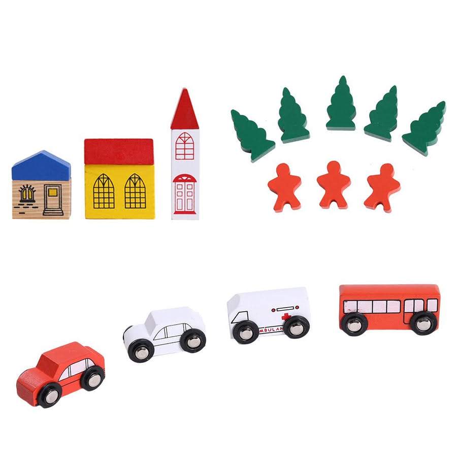 Wooden Car Track Set: 40 Piece