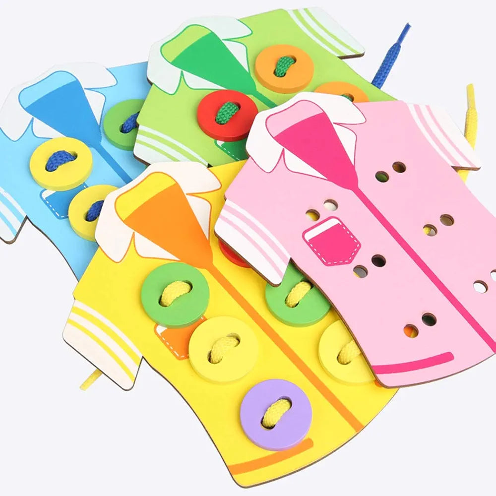 Wooden Button Threading Activity Set