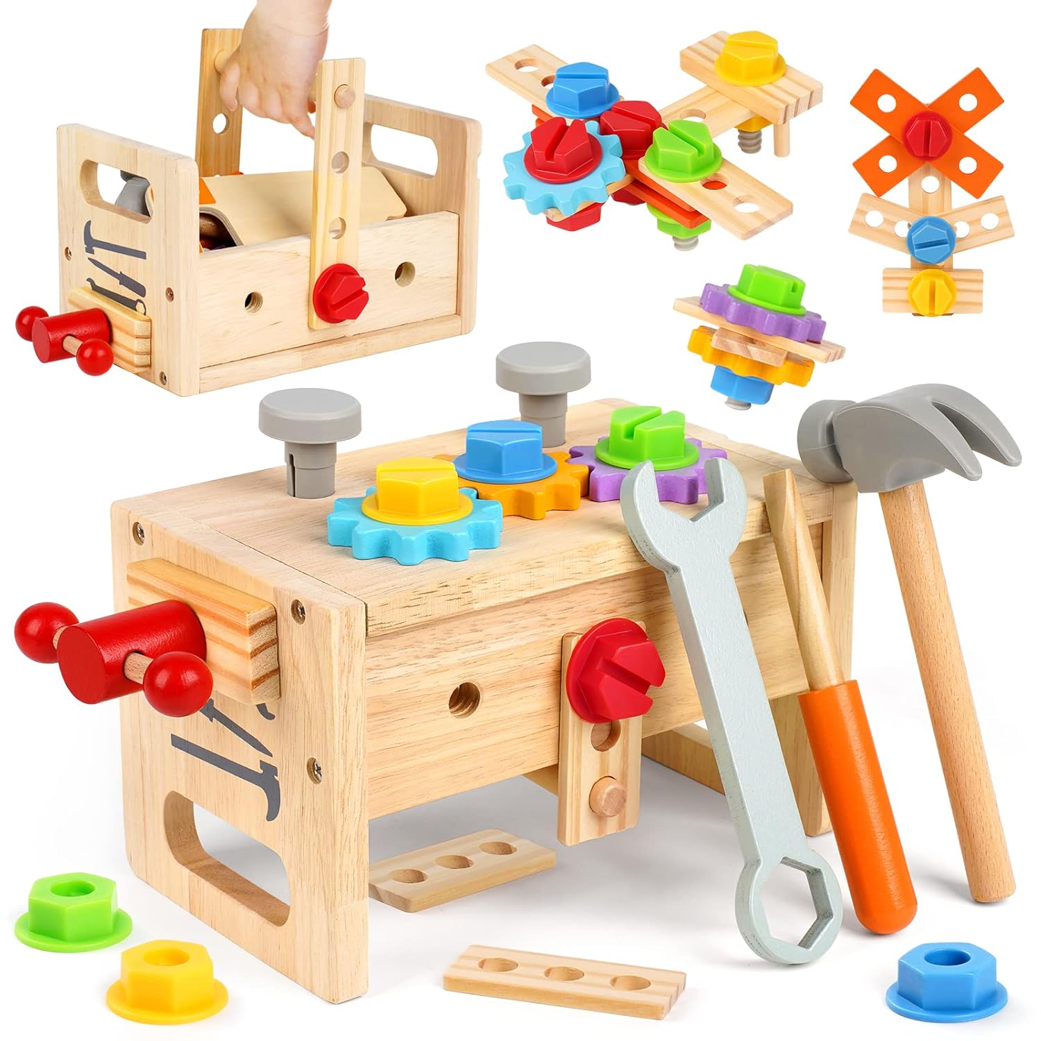 Wooden Tool Bench and Tool Set