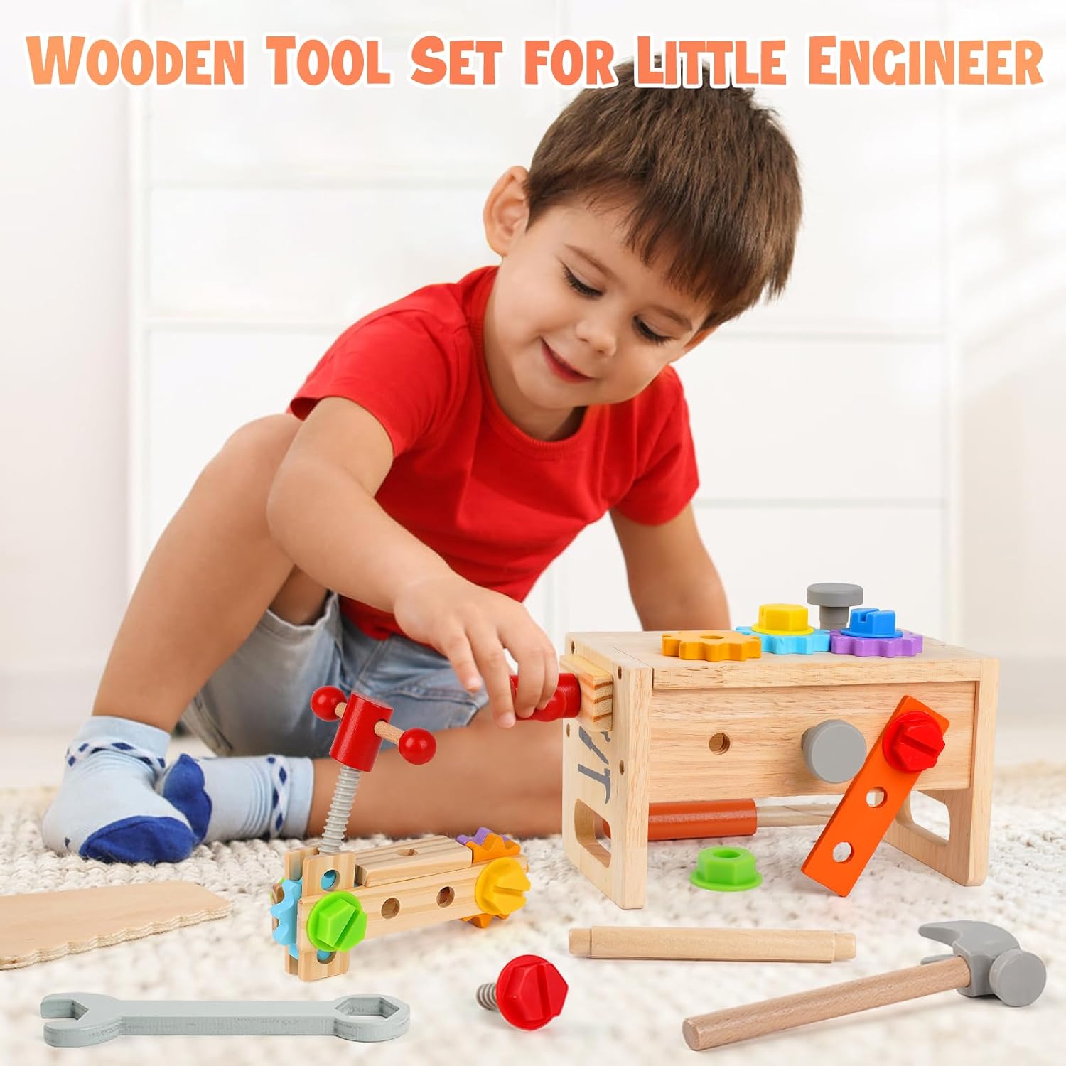 Wooden Tool Bench and Tool Set