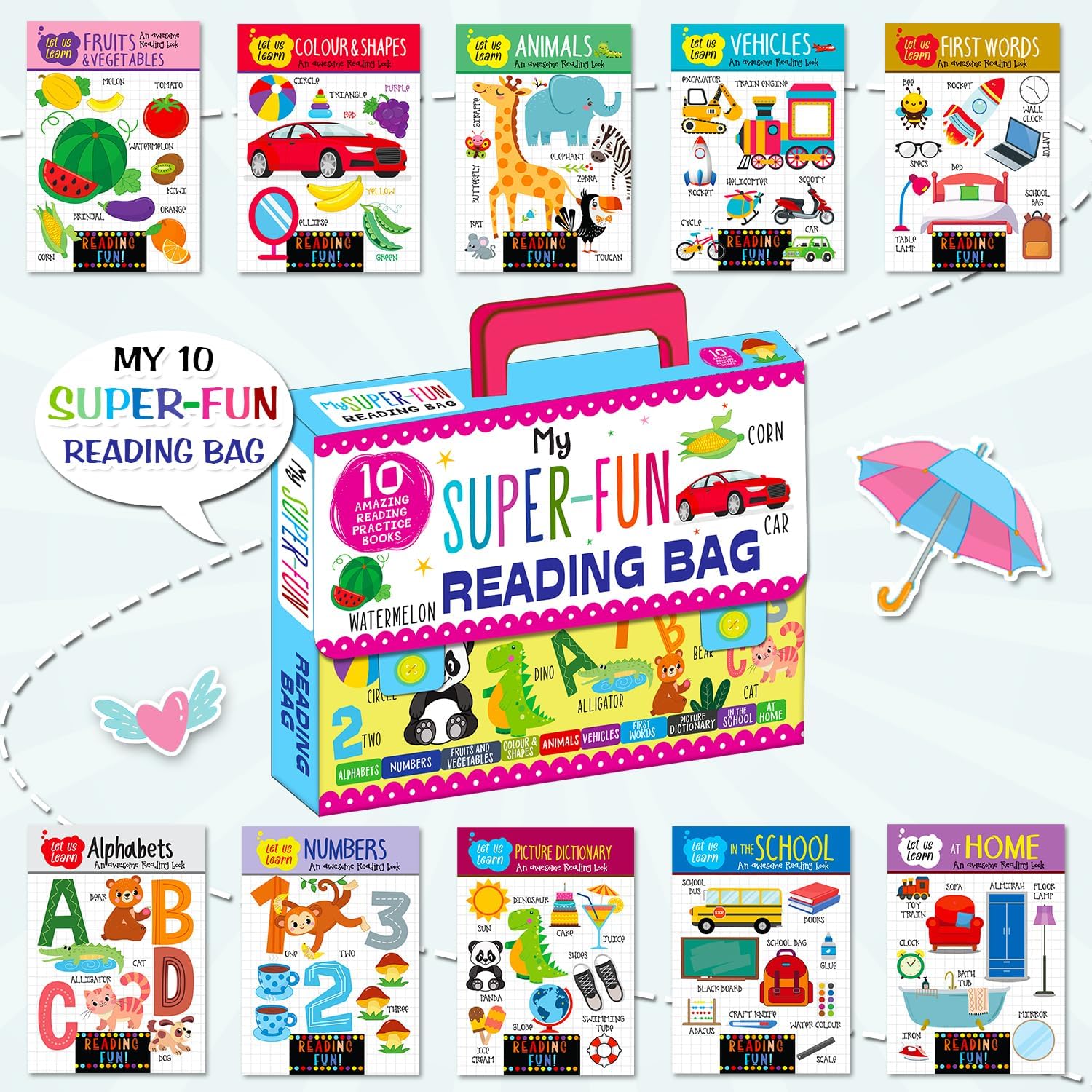My Super-Fun Reading Bag  Includes 10 first word books