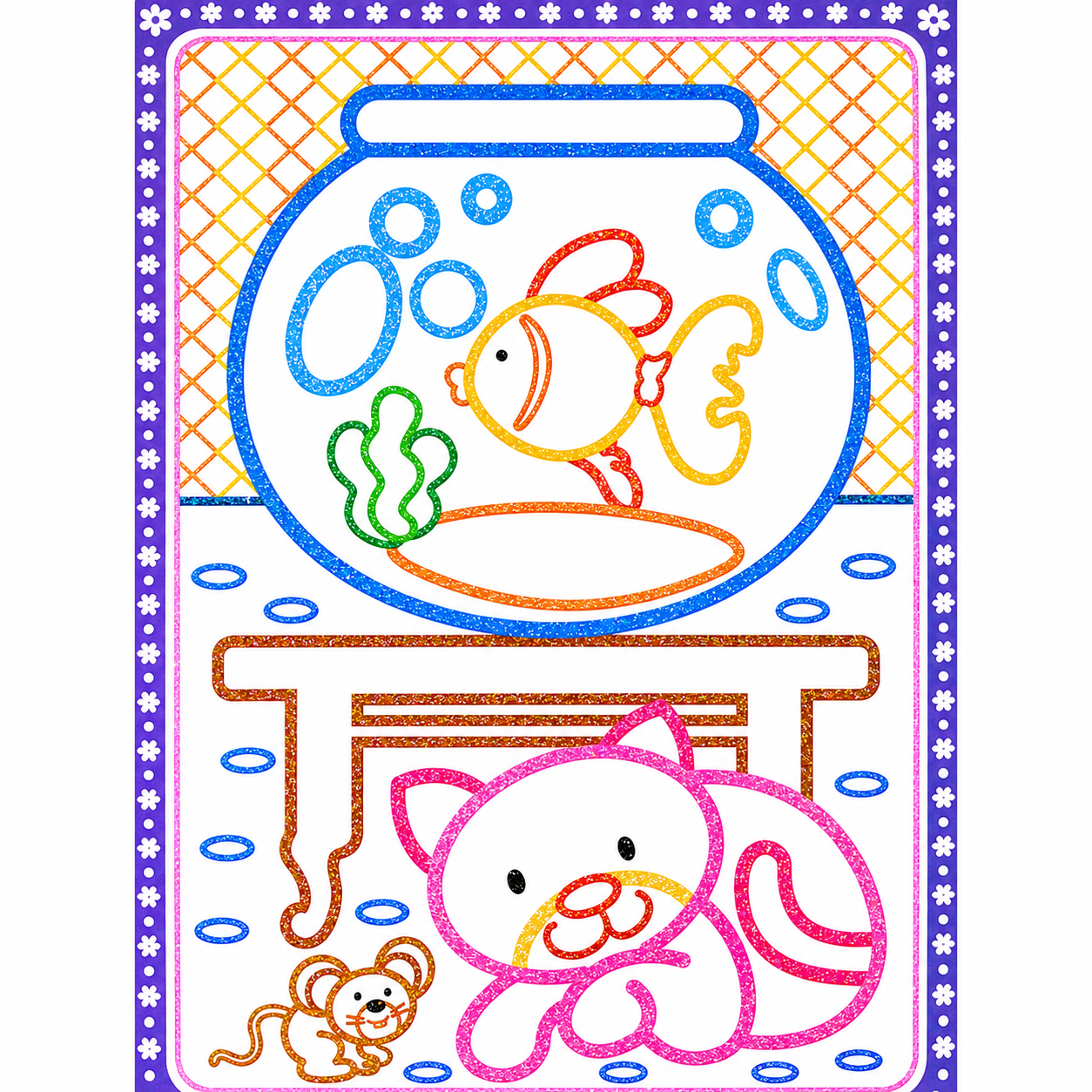 Colouring Glitters: Colouring without crossing the strokes