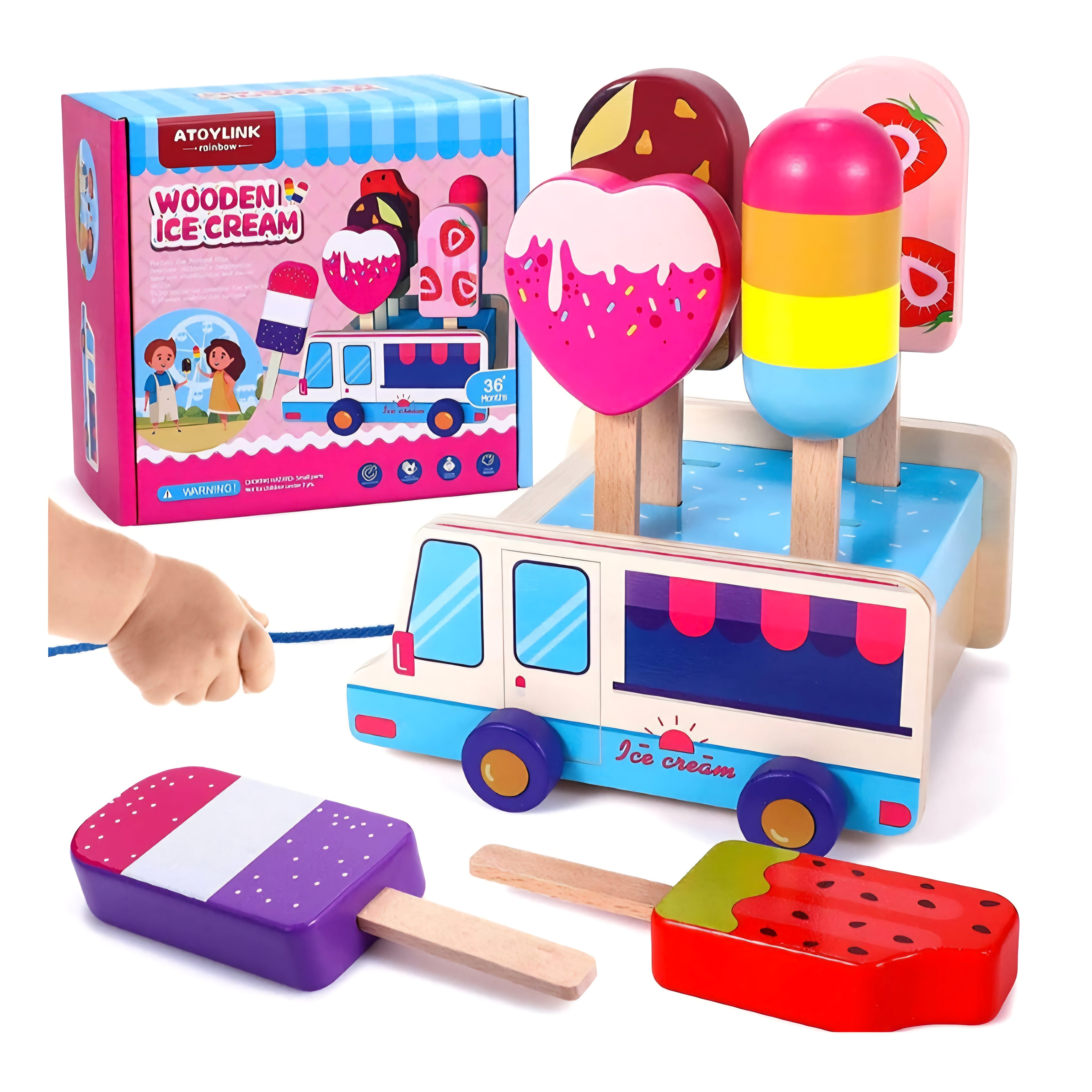 Wooden Ice Cream Truck Toy Set