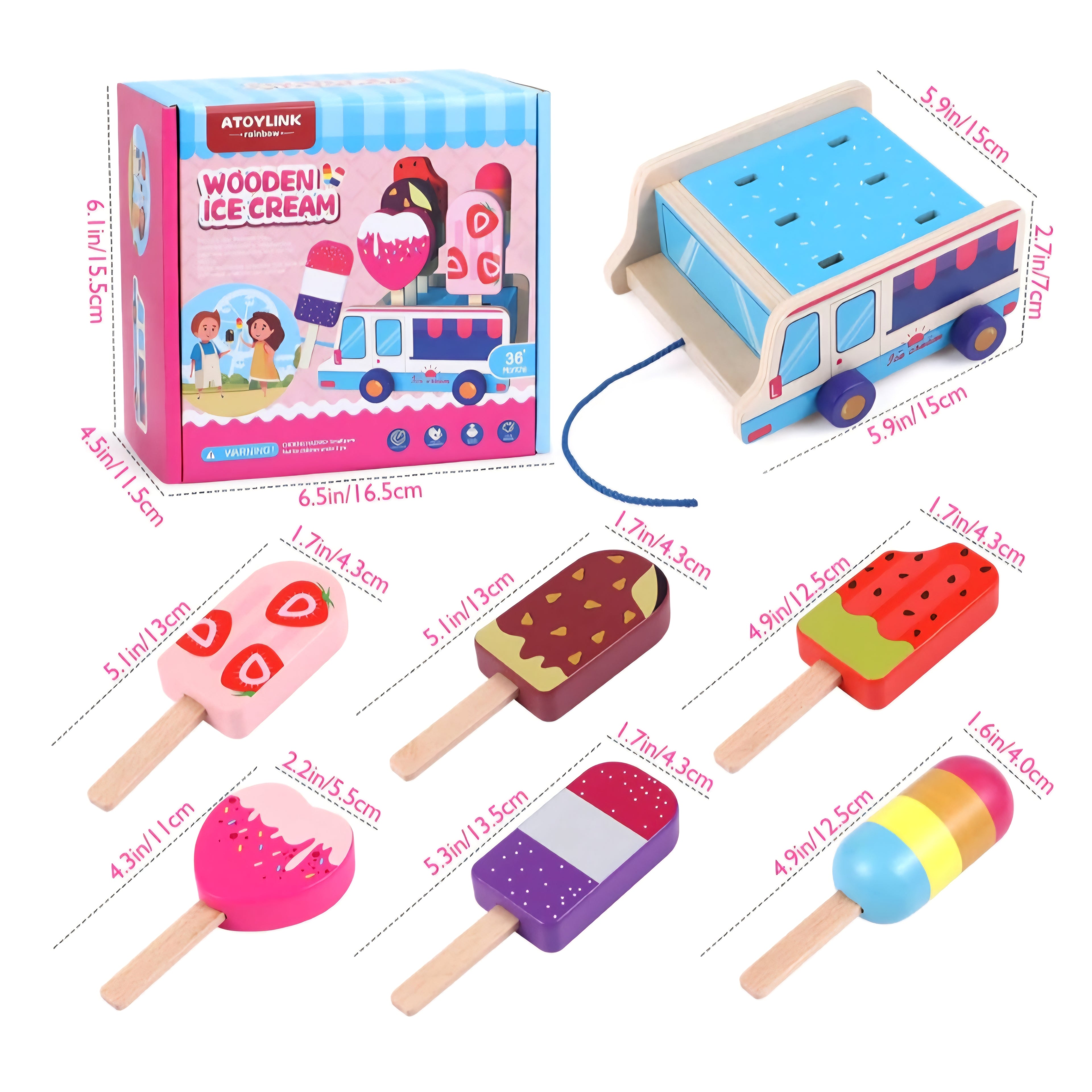 Wooden Ice Cream Truck Toy Set