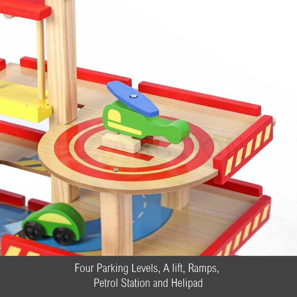 Classic Four-Level Wooden Car Park Set - Slight imperfections