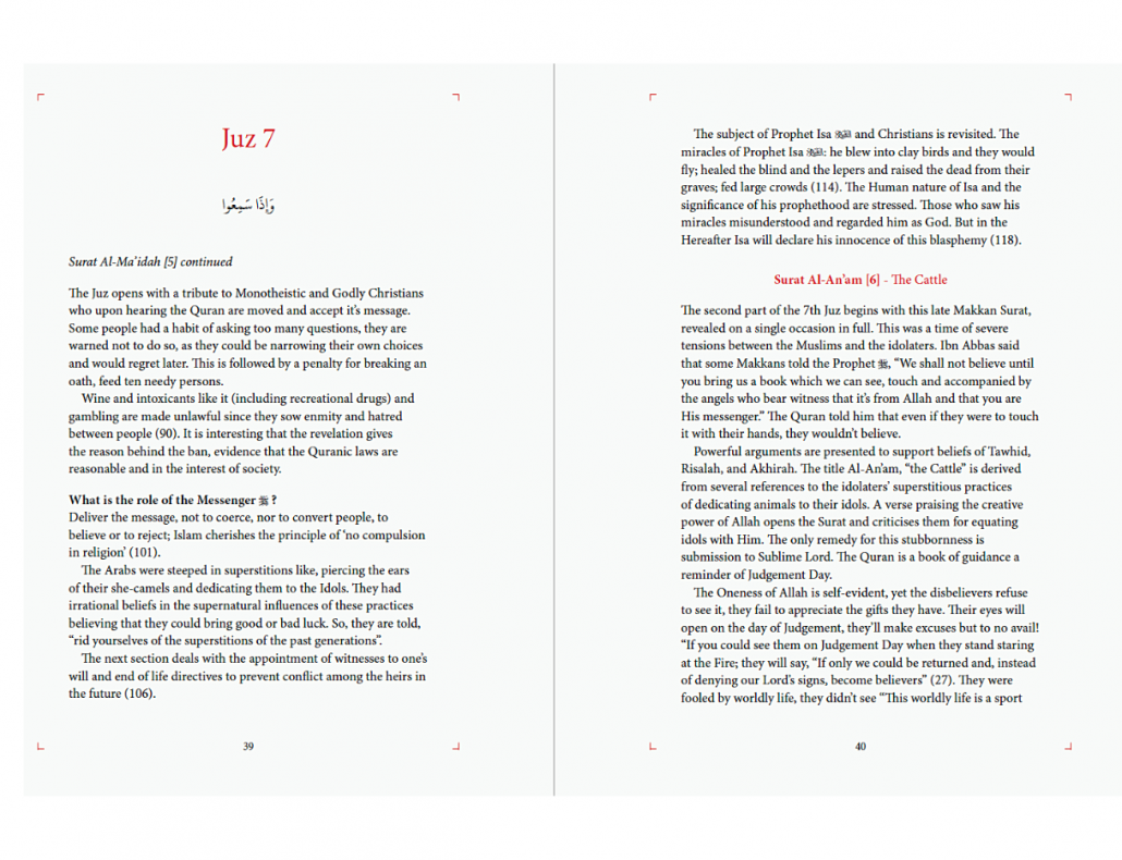 The Majestic Quran: A Summary of the 30 Chapters