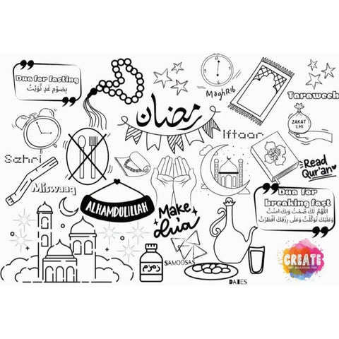 Colour & Wipe Ramadaan Doodle Placemat