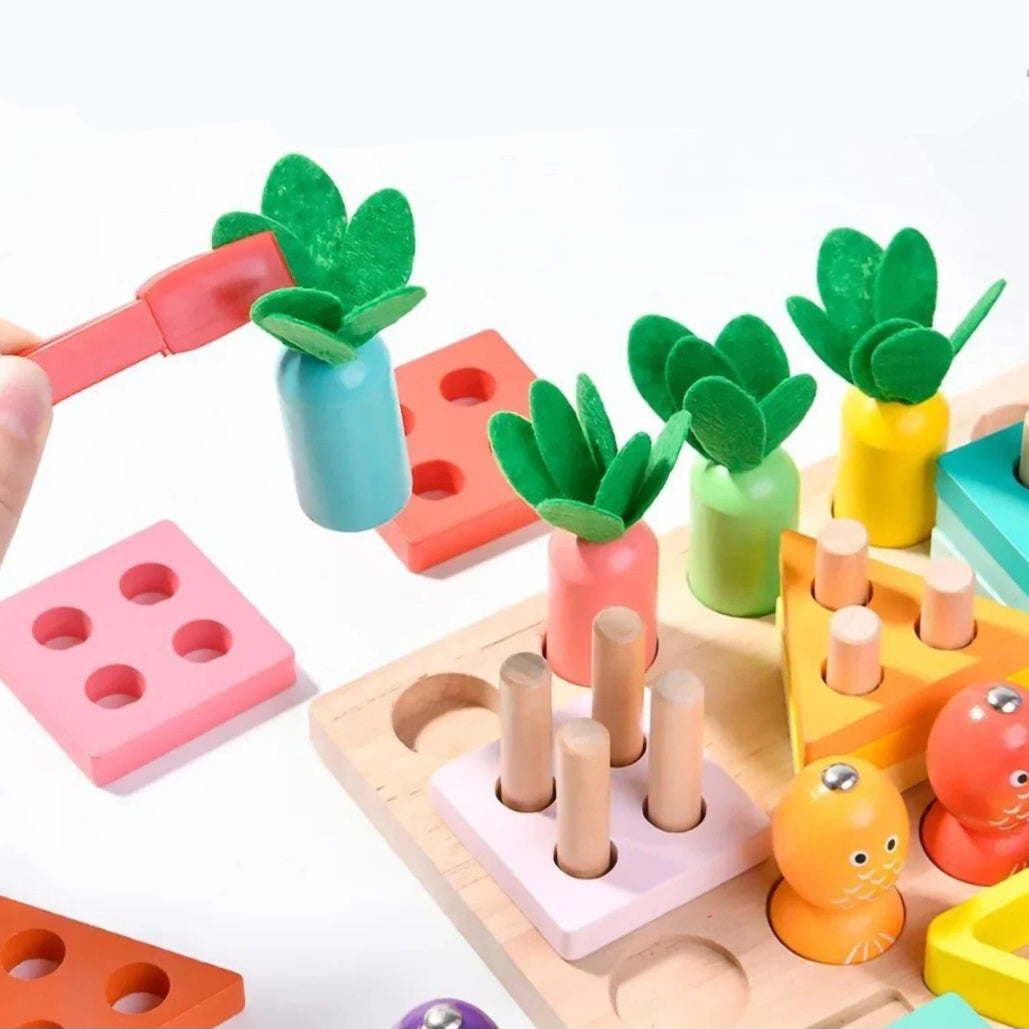 Wooden Shape Sorting & Fishing Game