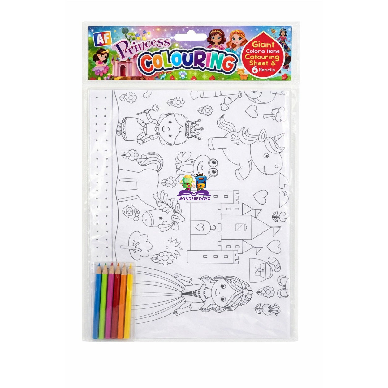 Giant Princess Colouring Sheet with 6 Pencils