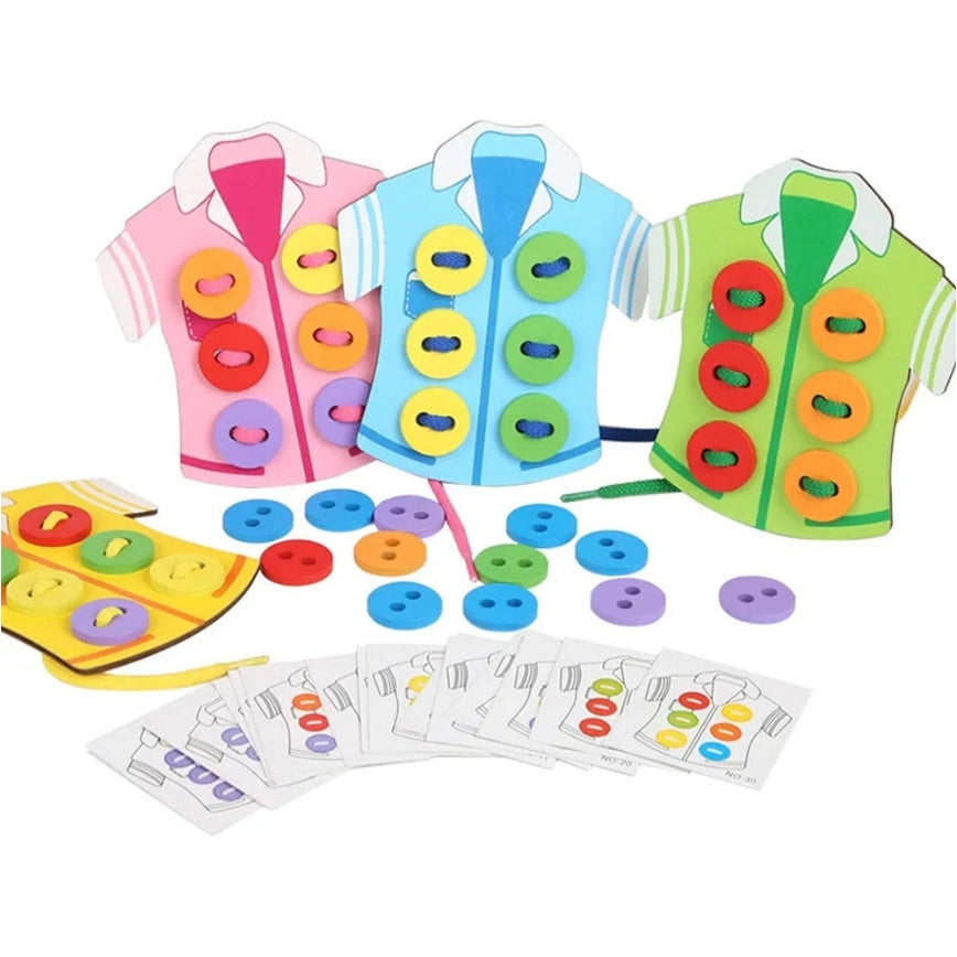 Wooden Button Threading Activity Set
