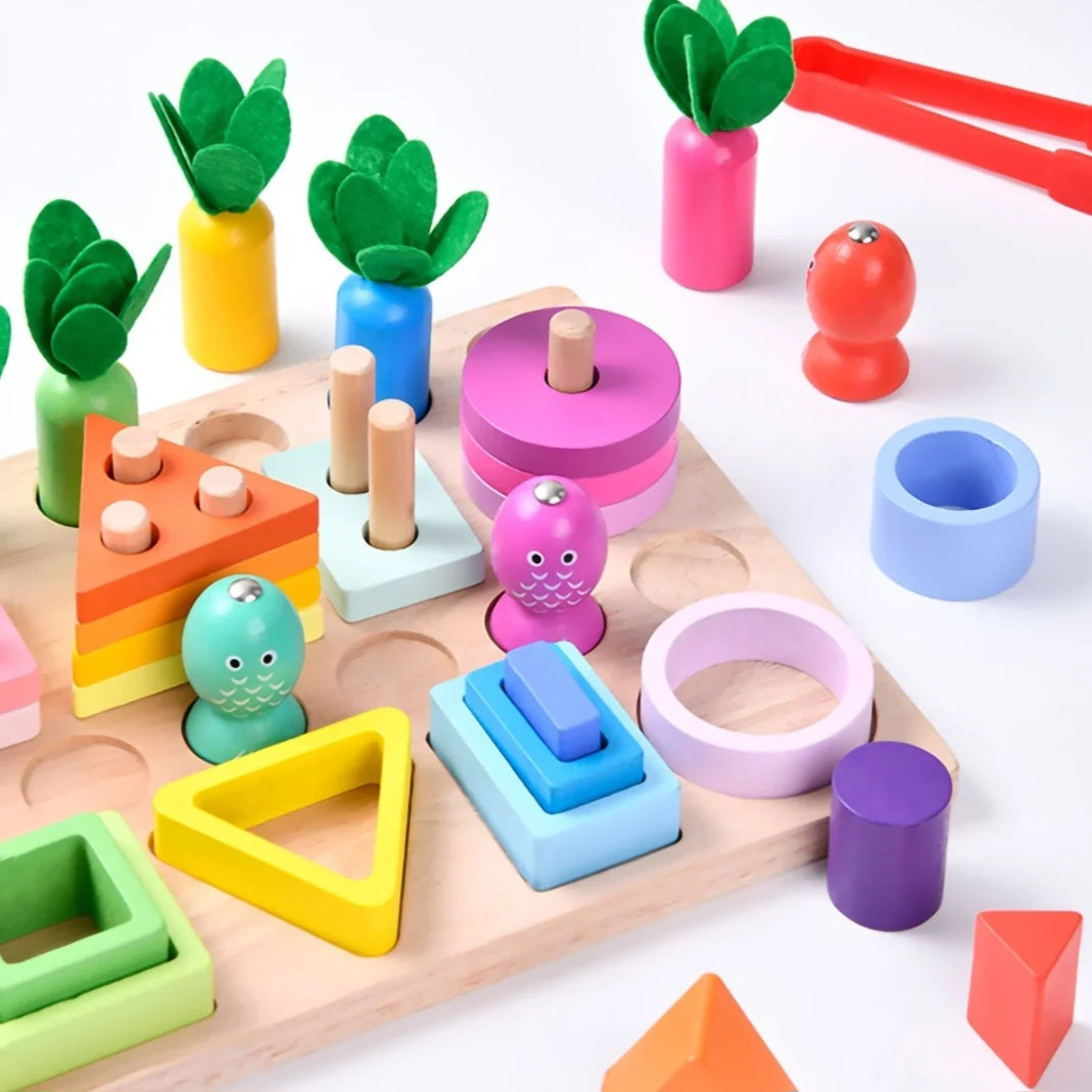 Wooden Shape Sorting & Fishing Game