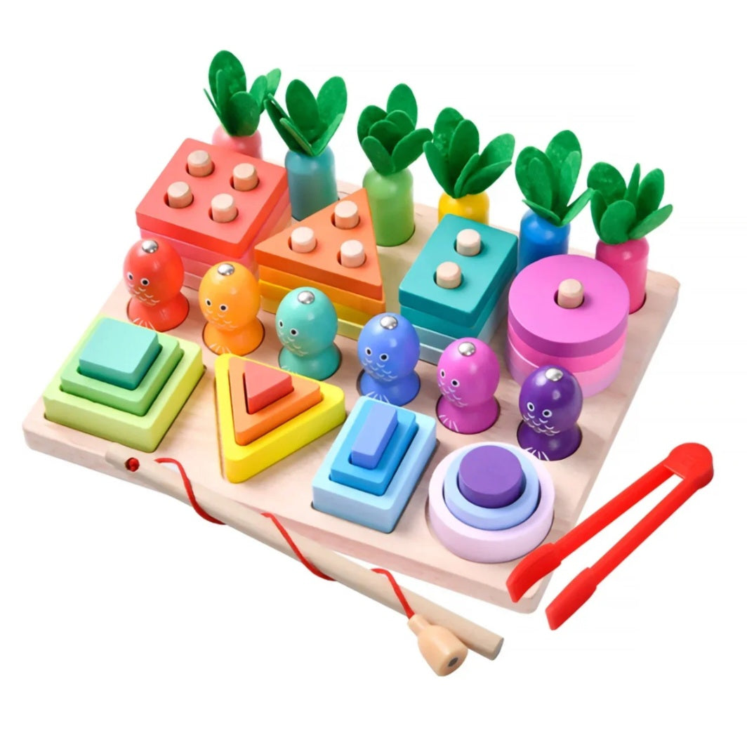 Wooden Shape Sorting & Fishing Game