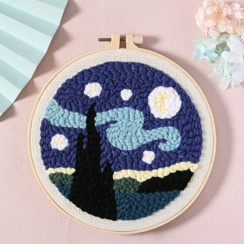 Punch Needle Embroidery: Blue Galaxy