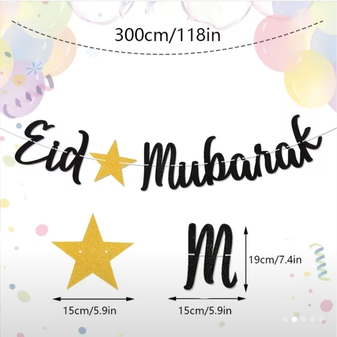 Black Eid Mubarak Banner
