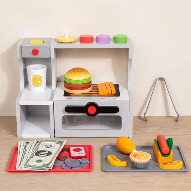Wooden Hamburger Counter