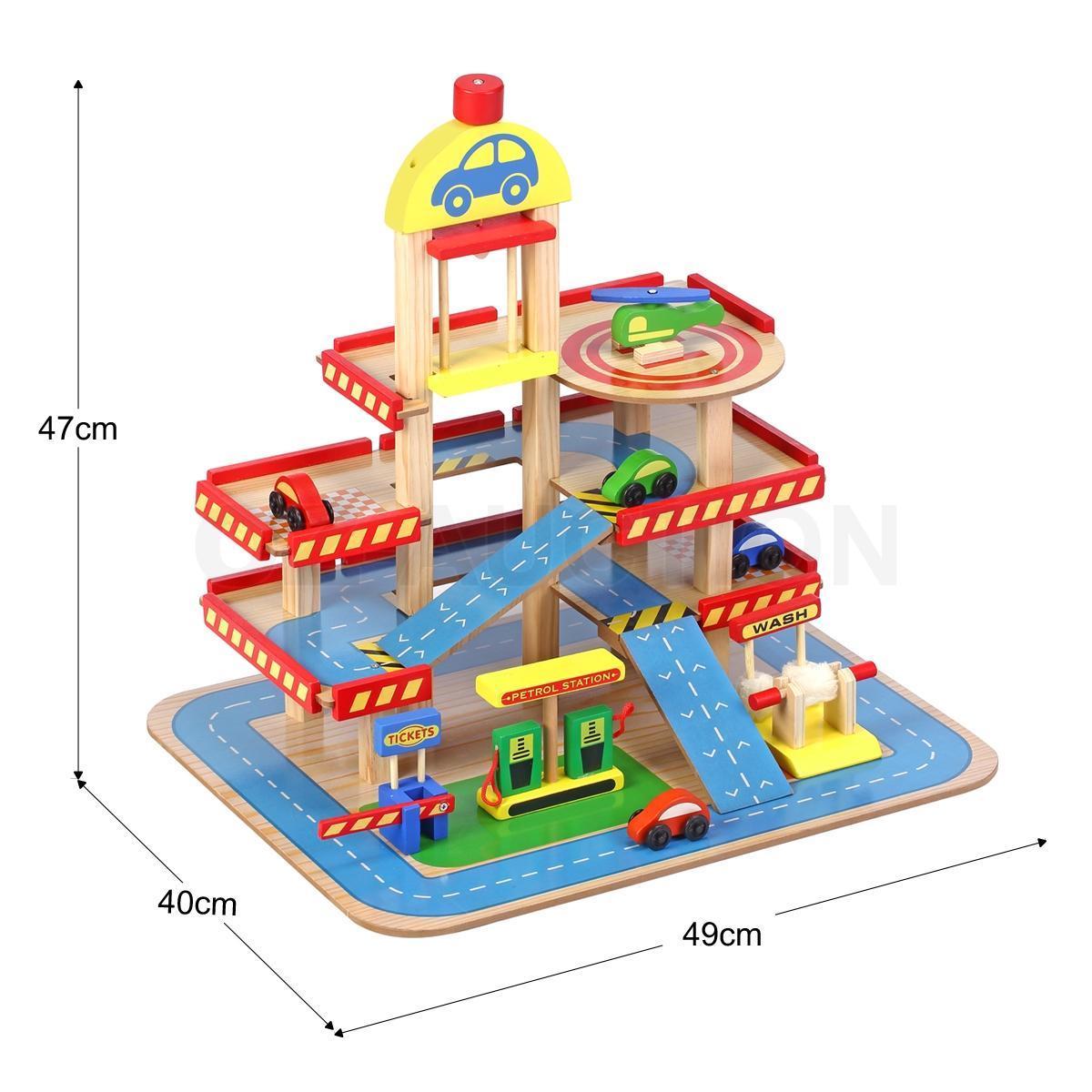 Classic Four-Level Wooden Car Park Set - Slight imperfections