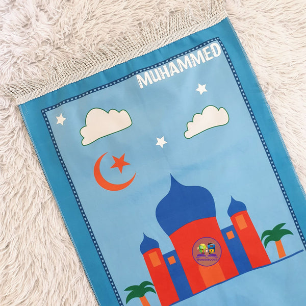Kiddies Personalised Musallahs - Light Blue Train
