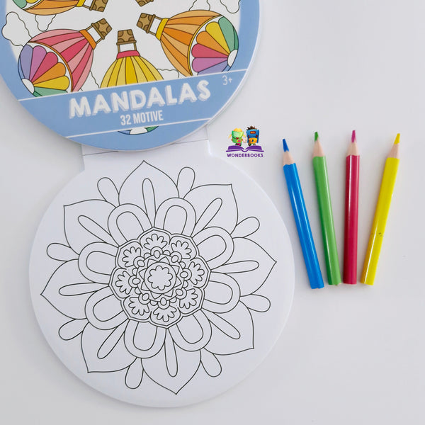 Mandala Colouring Notepad + Colour Pencils