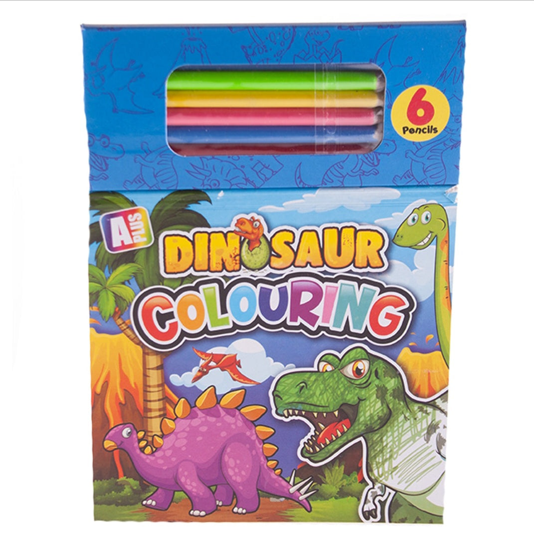 Colouring Pad + Colour Pencils Combo Set: Dinosaurs