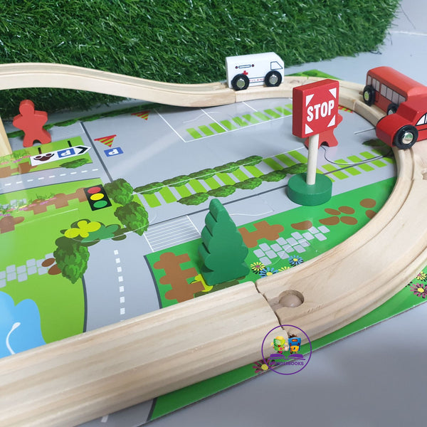 Wooden Car Track Set: 40 Piece