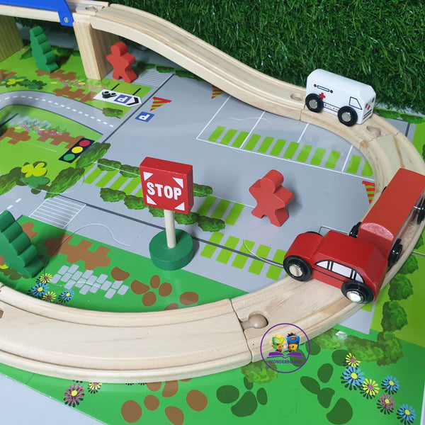 Wooden Car Track Set: 40 Piece