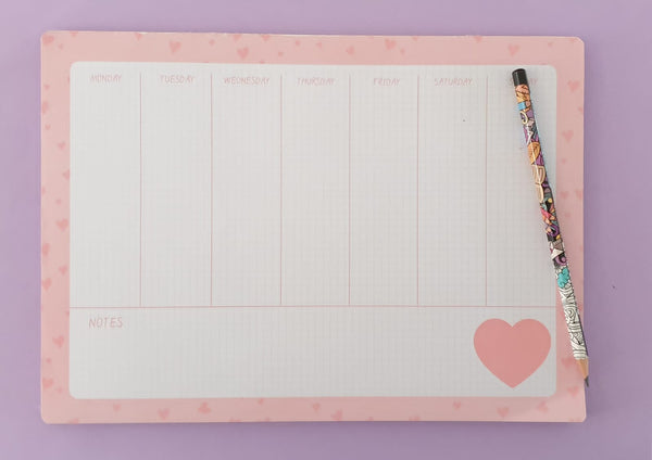 Weekly Desk Planner: Pink